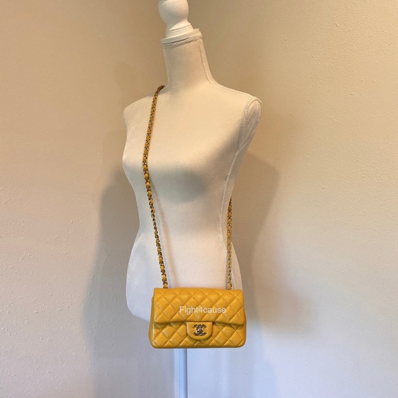 Mini Rectangle Classic Flap Bag Yellow Caviar LGHW - Picture 2 of 8